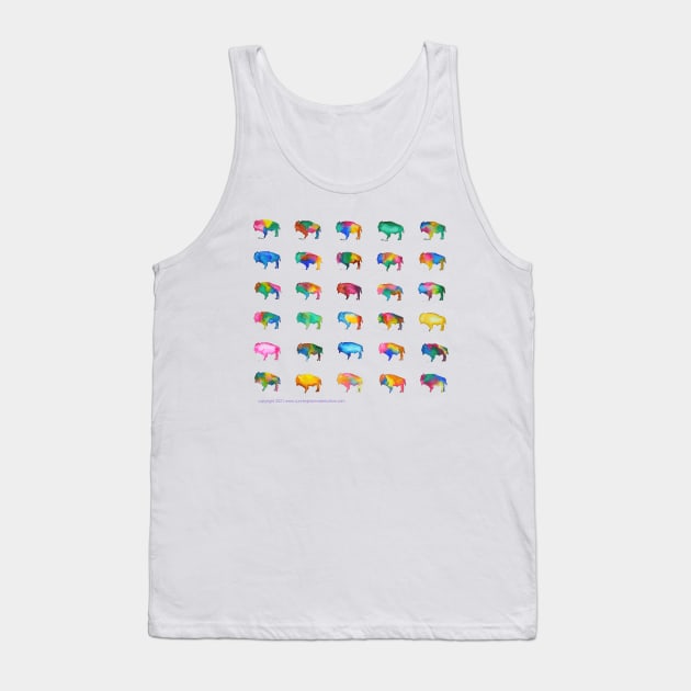 Multicolored Watercolor Buffalo Bison Tank Top by CunninghamWatercolors